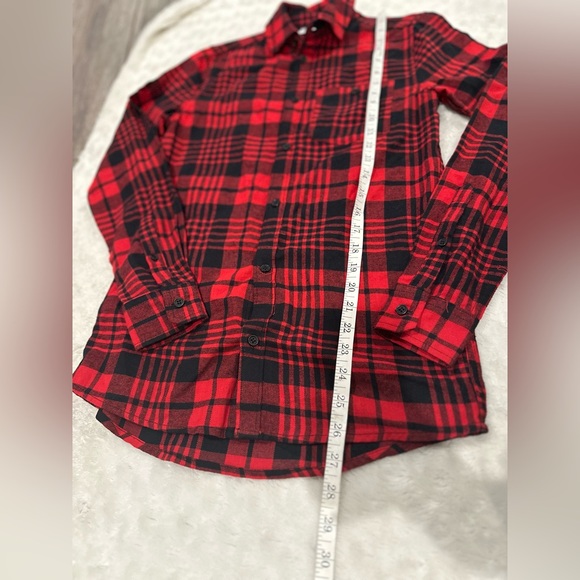 123 VINTAGE RE-MASTERED Ramones Red Black Plaid Flannel Button Down Shirt - Picture 7 of 8